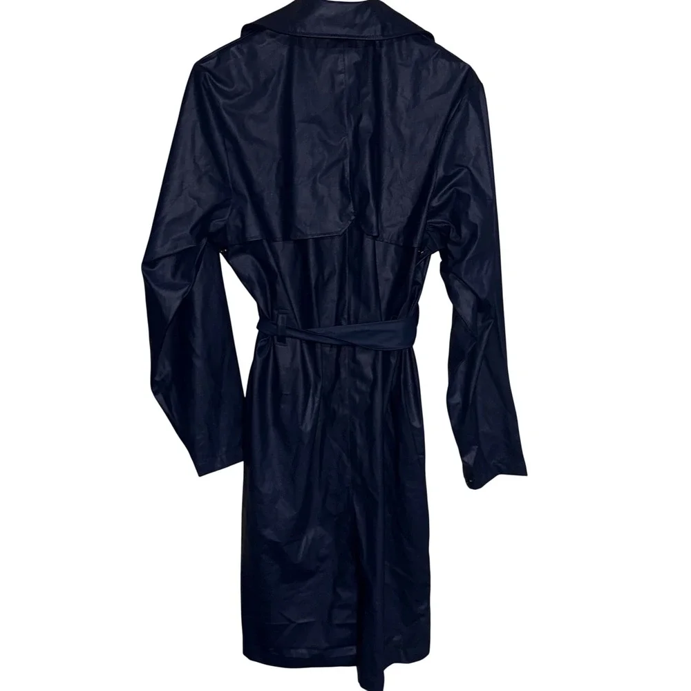 RAINS Navy Waterproof Belted Trench Raincoat M/L NWT Scandinavian Minimalist